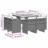 vidaXL 9-delige Tuinset poly rattan zwart
