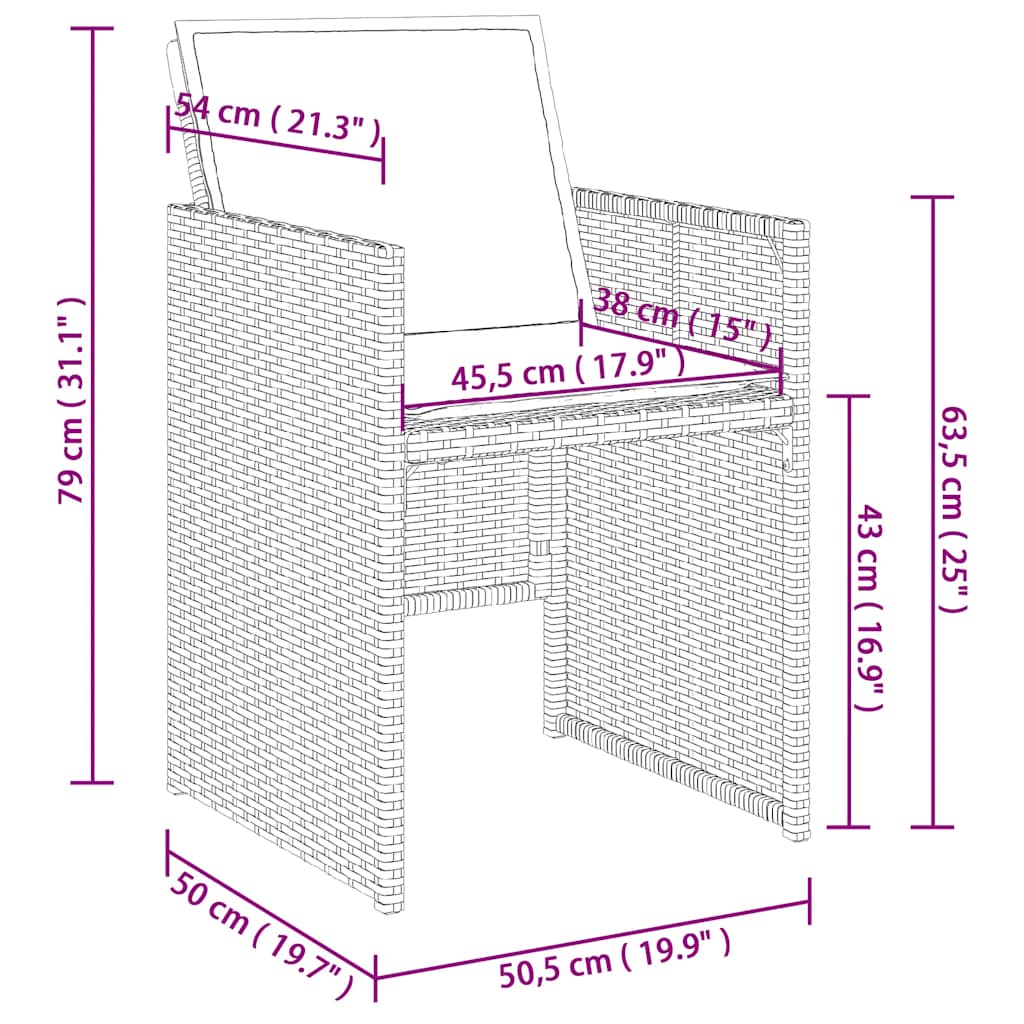 vidaXL 9-delige Tuinset poly rattan zwart