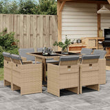 vidaXL 9-delige Tuinset poly rattan zwart