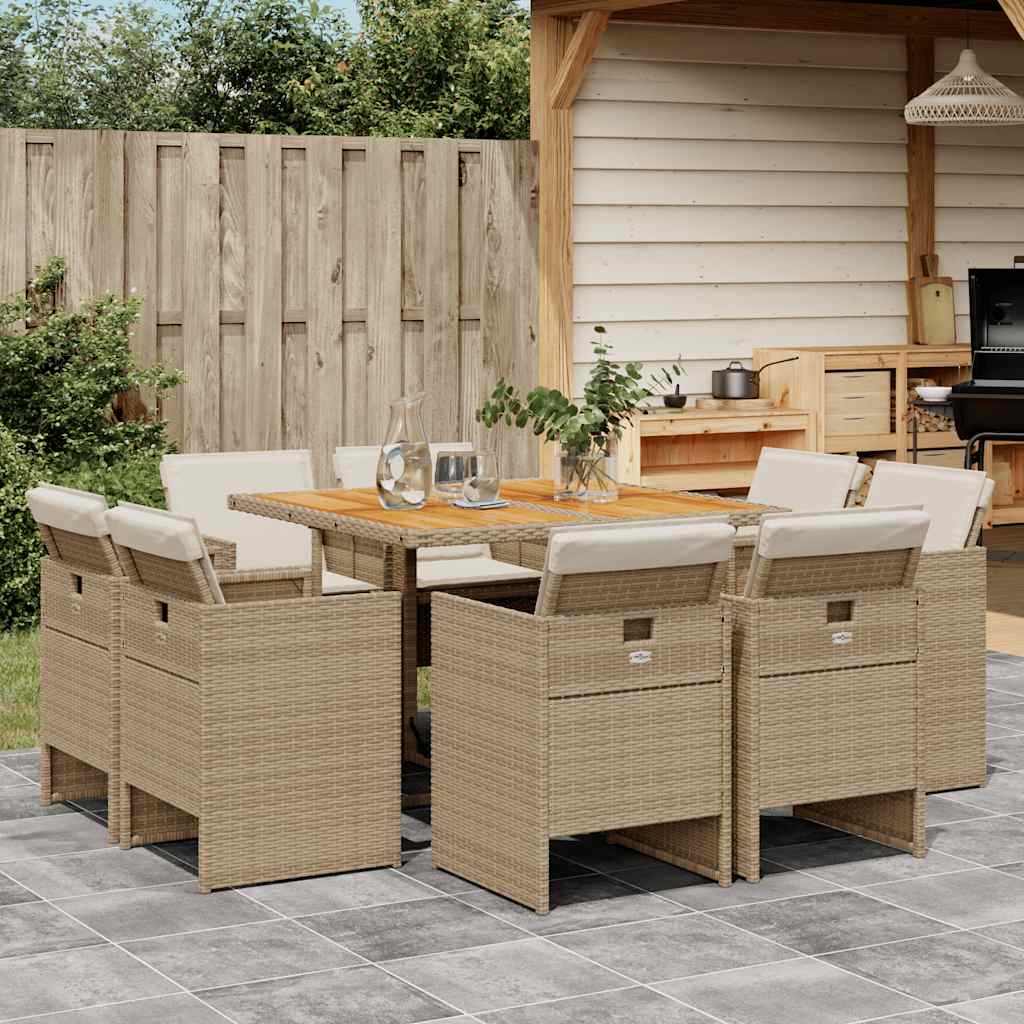 vidaXL 9-delige Tuinset poly rattan zwart