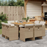 vidaXL 9-delige Tuinset poly rattan zwart