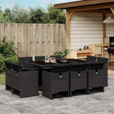 vidaXL 9-delige Tuinset poly rattan zwart