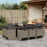vidaXL 9-delige Tuinset poly rattan zwart