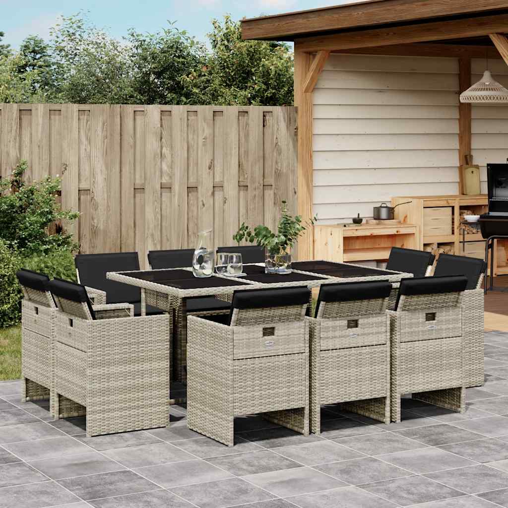 vidaXL 9-delige Tuinset poly rattan zwart