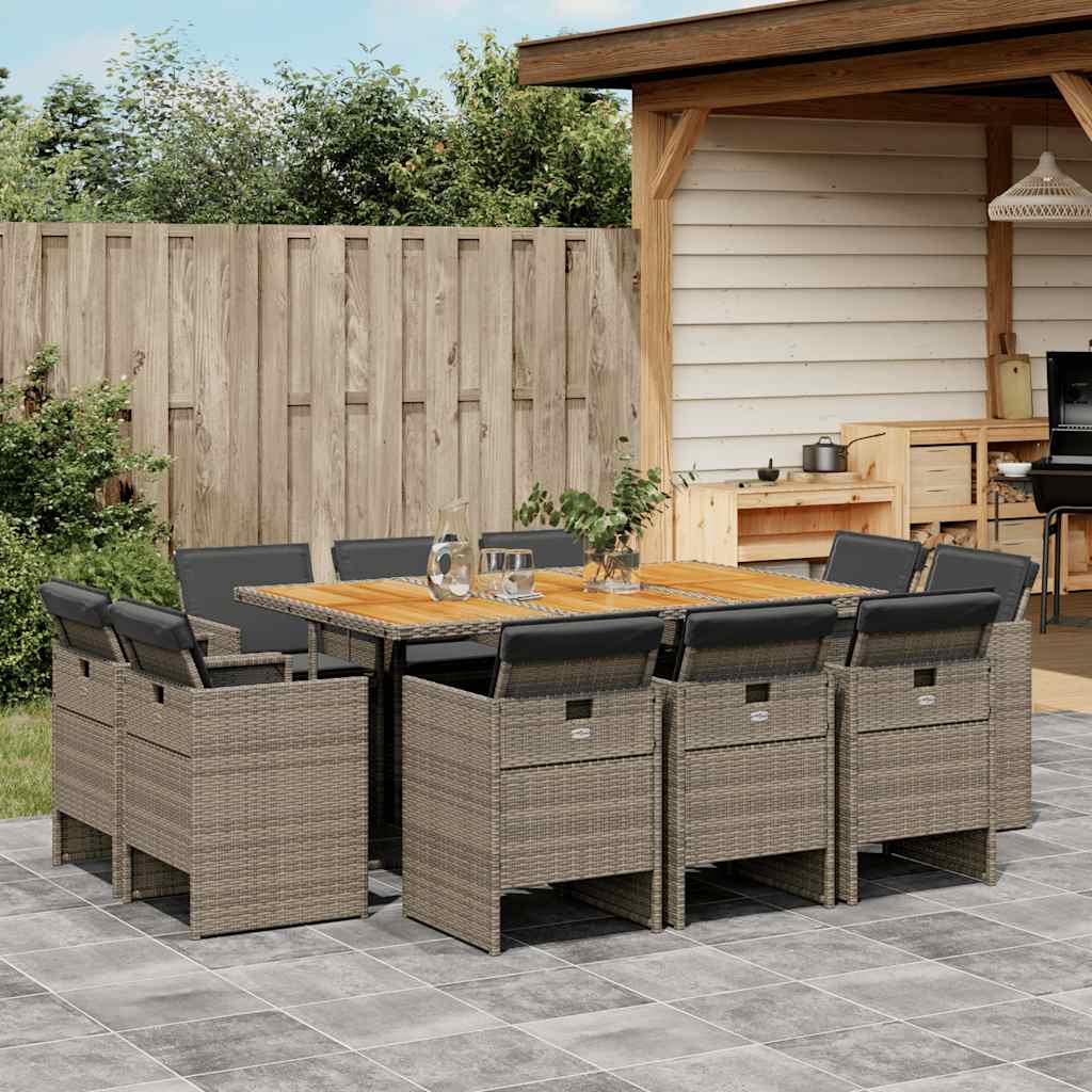 vidaXL 9-delige Tuinset poly rattan zwart