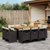 vidaXL 9-delige Tuinset poly rattan zwart