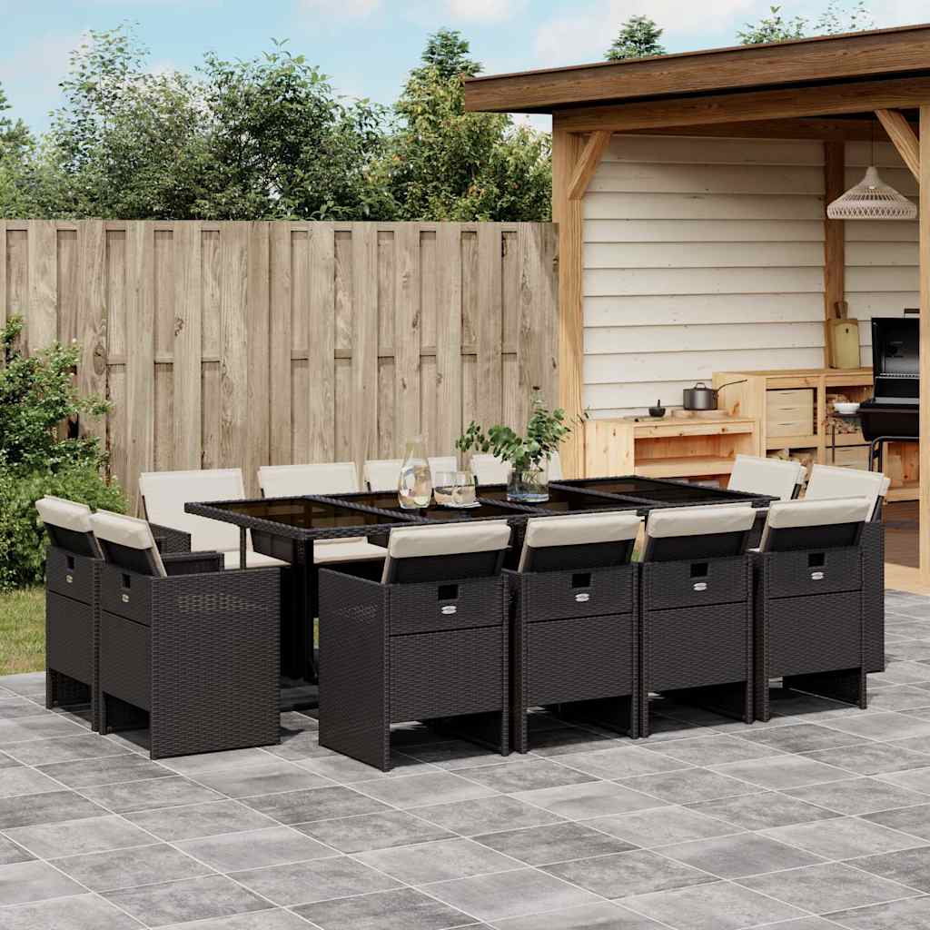 vidaXL 9-delige Tuinset poly rattan zwart