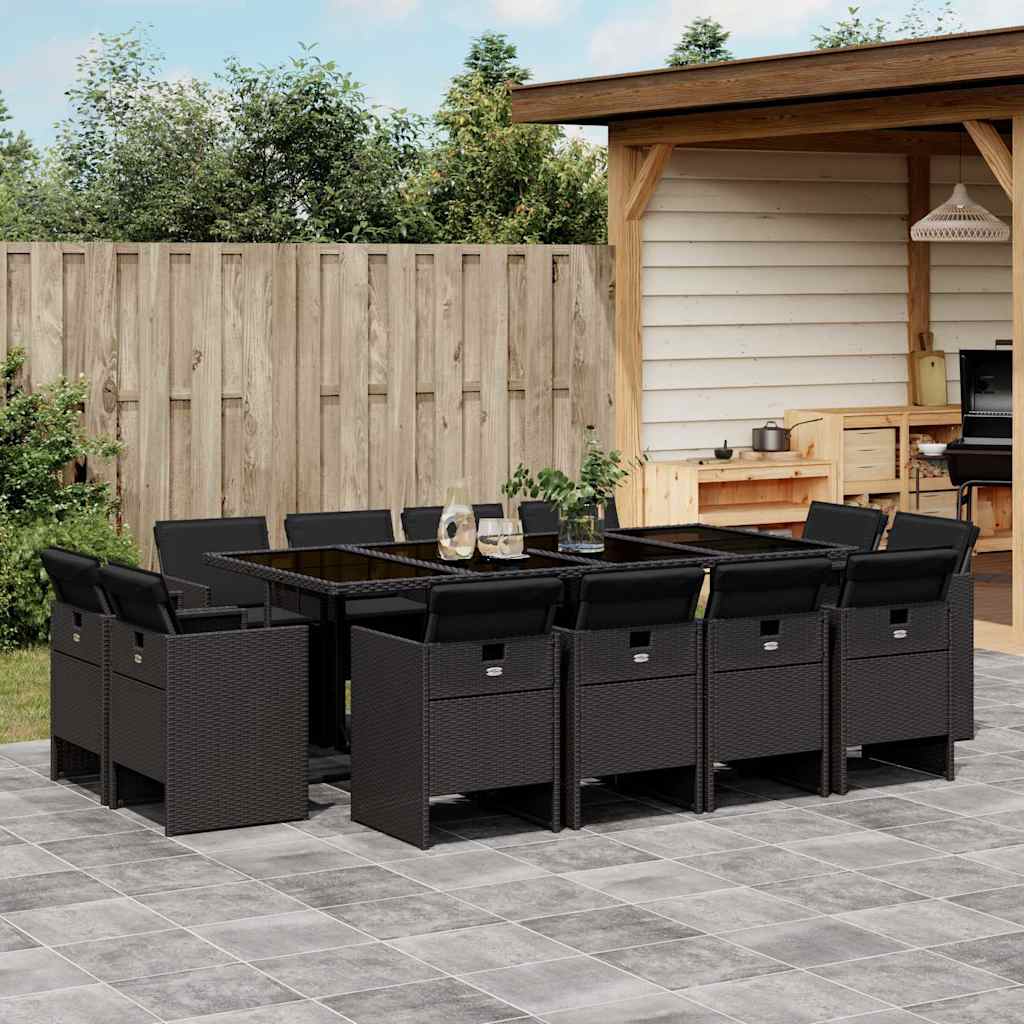 vidaXL 9-delige Tuinset poly rattan zwart