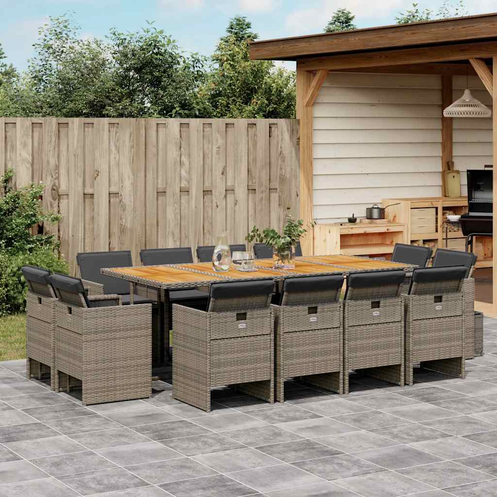vidaXL 9-delige Tuinset poly rattan zwart