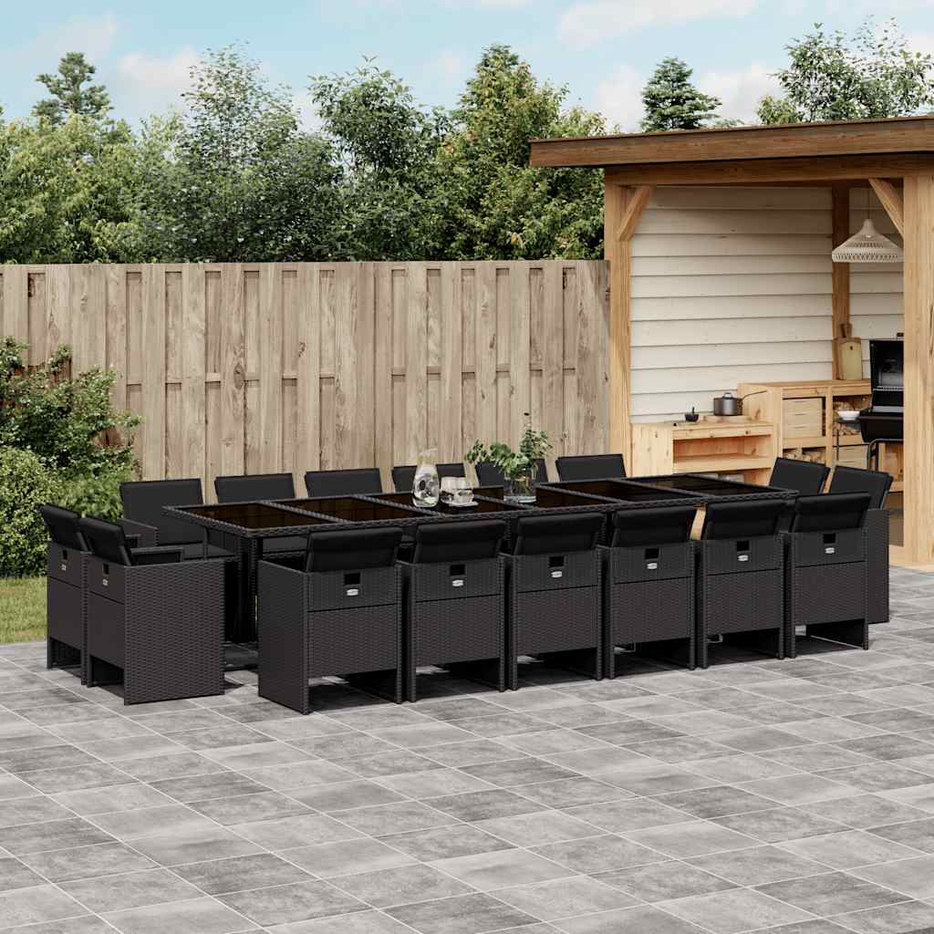 vidaXL 9-delige Tuinset poly rattan zwart