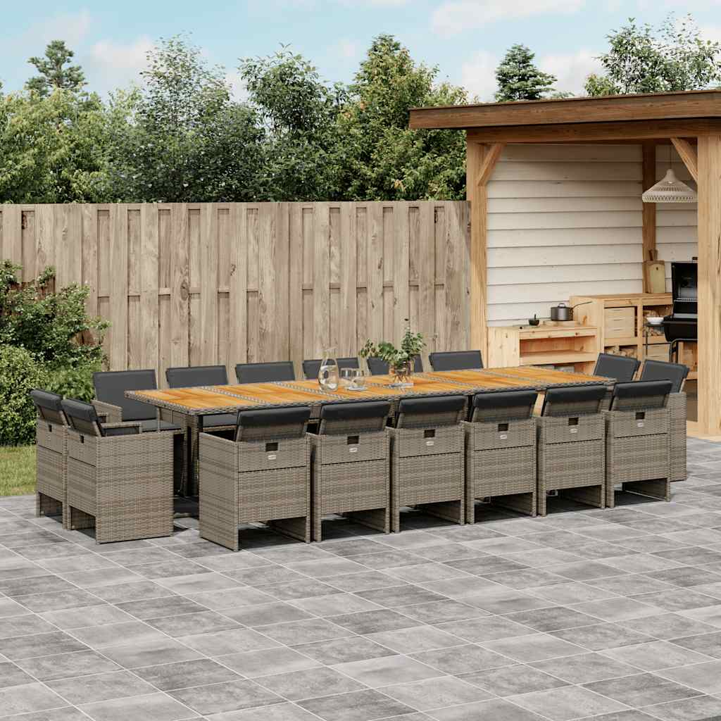 vidaXL 9-delige Tuinset poly rattan zwart