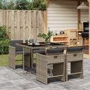 vidaXL 5-delige Tuinset met kussens poly rattan zwart