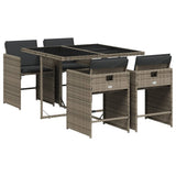 vidaXL 5-delige Tuinset met kussens poly rattan zwart
