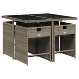 vidaXL 5-delige Tuinset met kussens poly rattan zwart