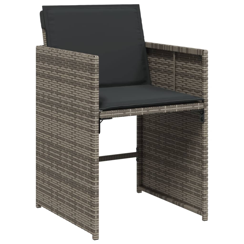 vidaXL 5-delige Tuinset met kussens poly rattan zwart