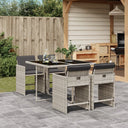 vidaXL 5-delige Tuinset met kussens poly rattan zwart