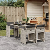 vidaXL 5-delige Tuinset met kussens poly rattan zwart