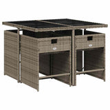 vidaXL 5-delige tuinset met kussens, grijs polyrotan