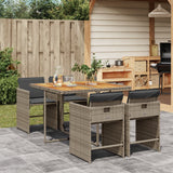 vidaXL 5-delige Tuinset met kussens poly rattan zwart