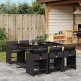 vidaXL 5-delige Tuinset met kussens poly rattan zwart