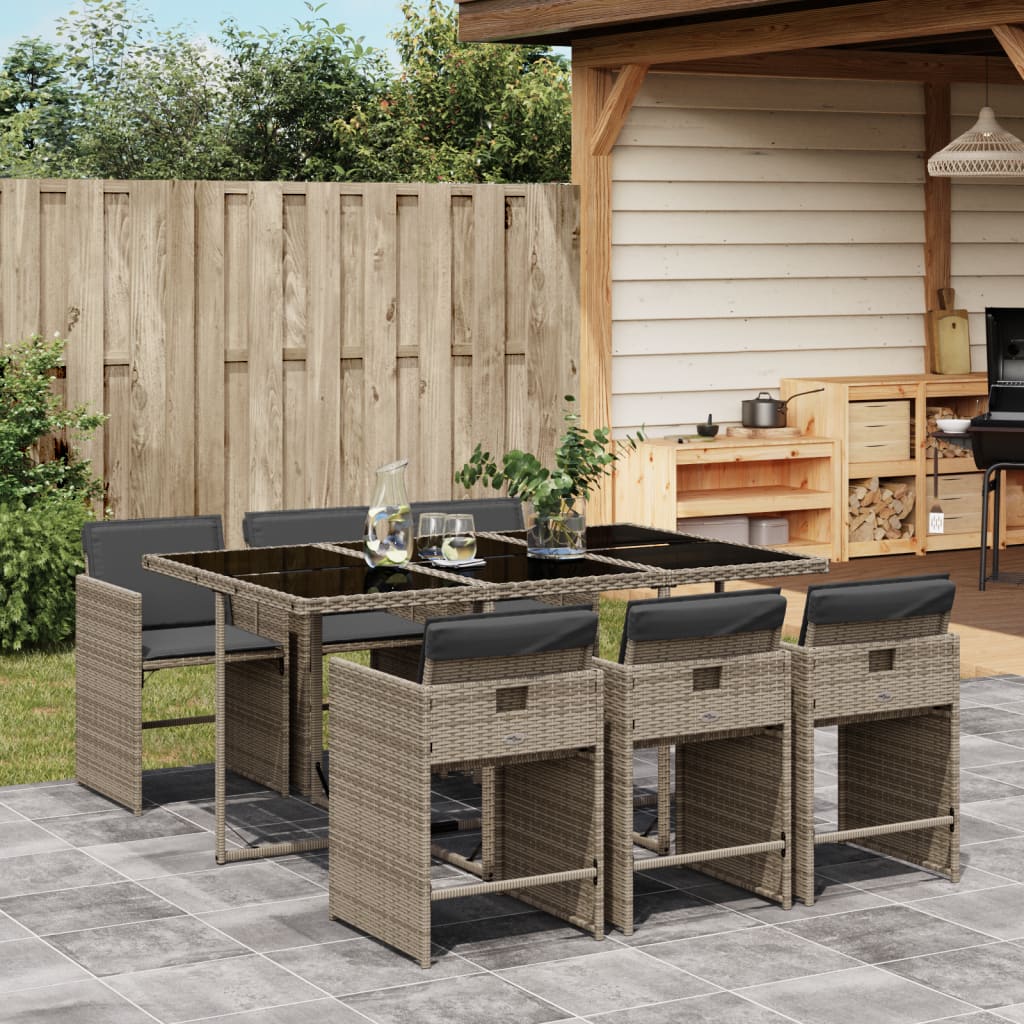 vidaXL 5-delige Tuinset met kussens poly rattan zwart