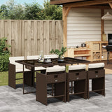 vidaXL 5-delige Tuinset met kussens poly rattan zwart
