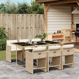 vidaXL 5-delige Tuinset met kussens poly rattan zwart