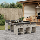 vidaXL 5-delige Tuinset met kussens poly rattan zwart