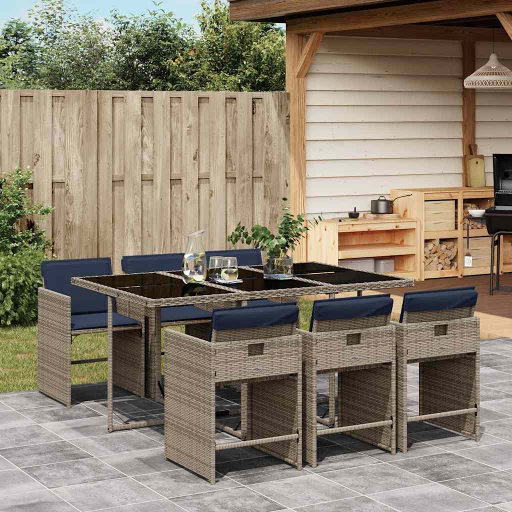 vidaXL 5-delige tuinset met kussens, grijs polyrotan