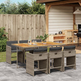 vidaXL 5-delige Tuinset met kussens poly rattan zwart