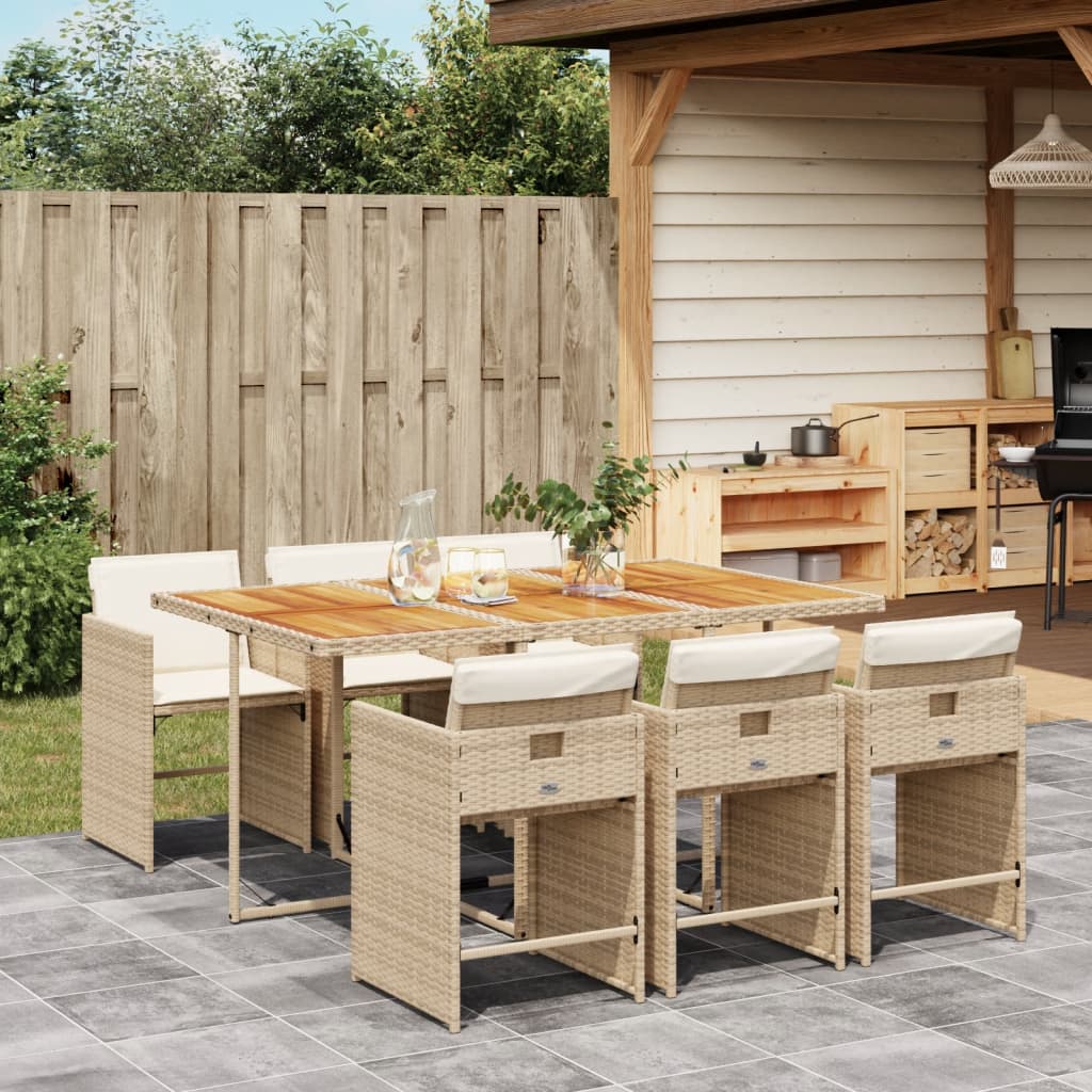 vidaXL 5-delige Tuinset met kussens poly rattan zwart