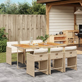 vidaXL 5-delige Tuinset met kussens poly rattan zwart