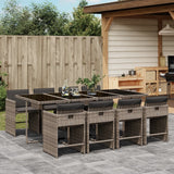 vidaXL 5-delige Tuinset met kussens poly rattan zwart