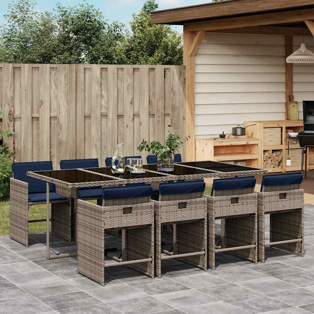 vidaXL 5-delige tuinset met kussens, grijs polyrotan