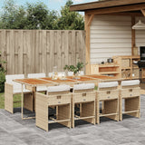 vidaXL 5-delige Tuinset met kussens poly rattan zwart