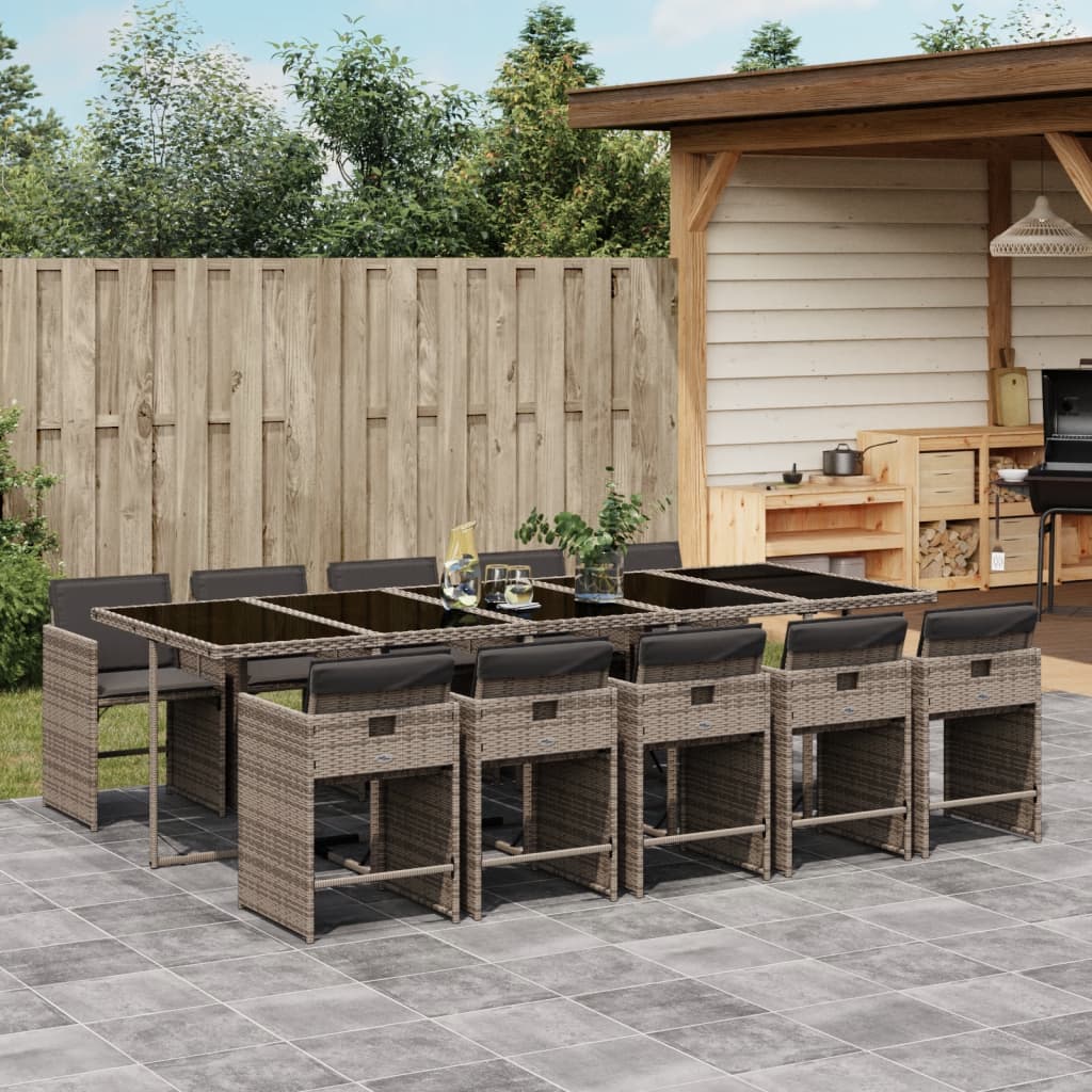 vidaXL 5-delige Tuinset met kussens poly rattan zwart