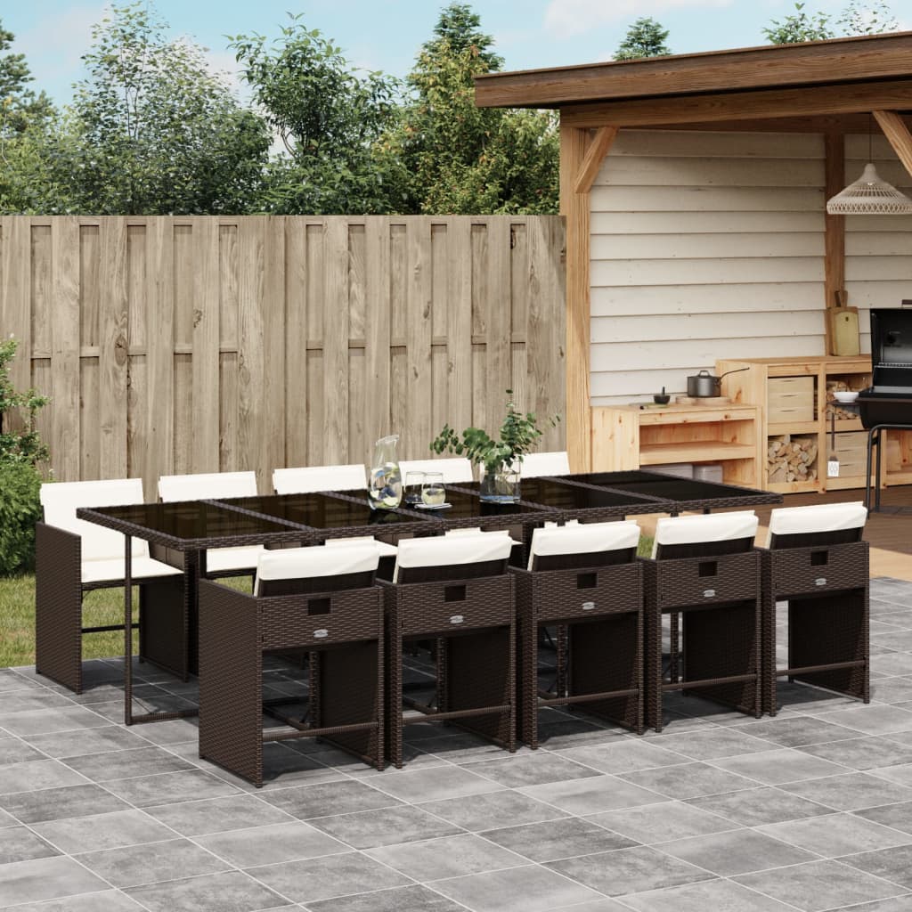vidaXL 5-delige Tuinset met kussens poly rattan zwart