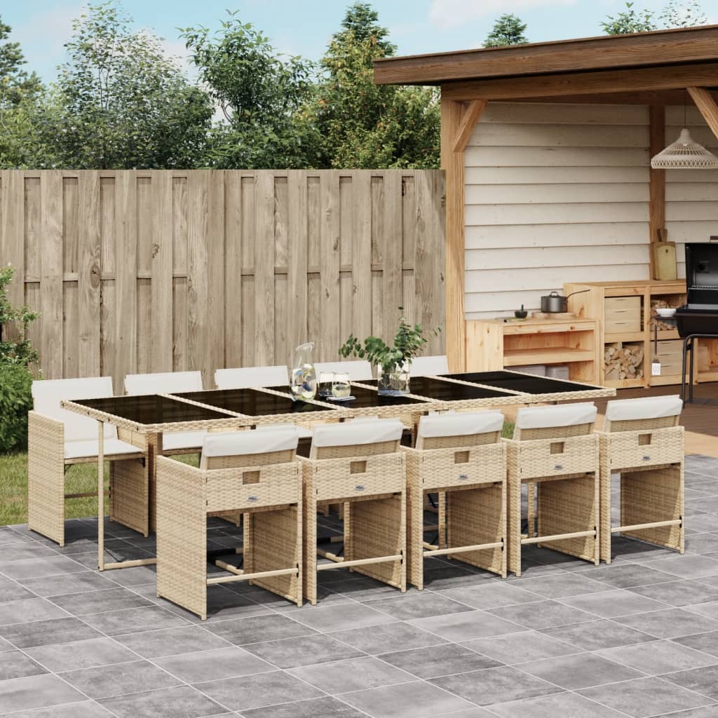 vidaXL 5-delige Tuinset met kussens poly rattan zwart
