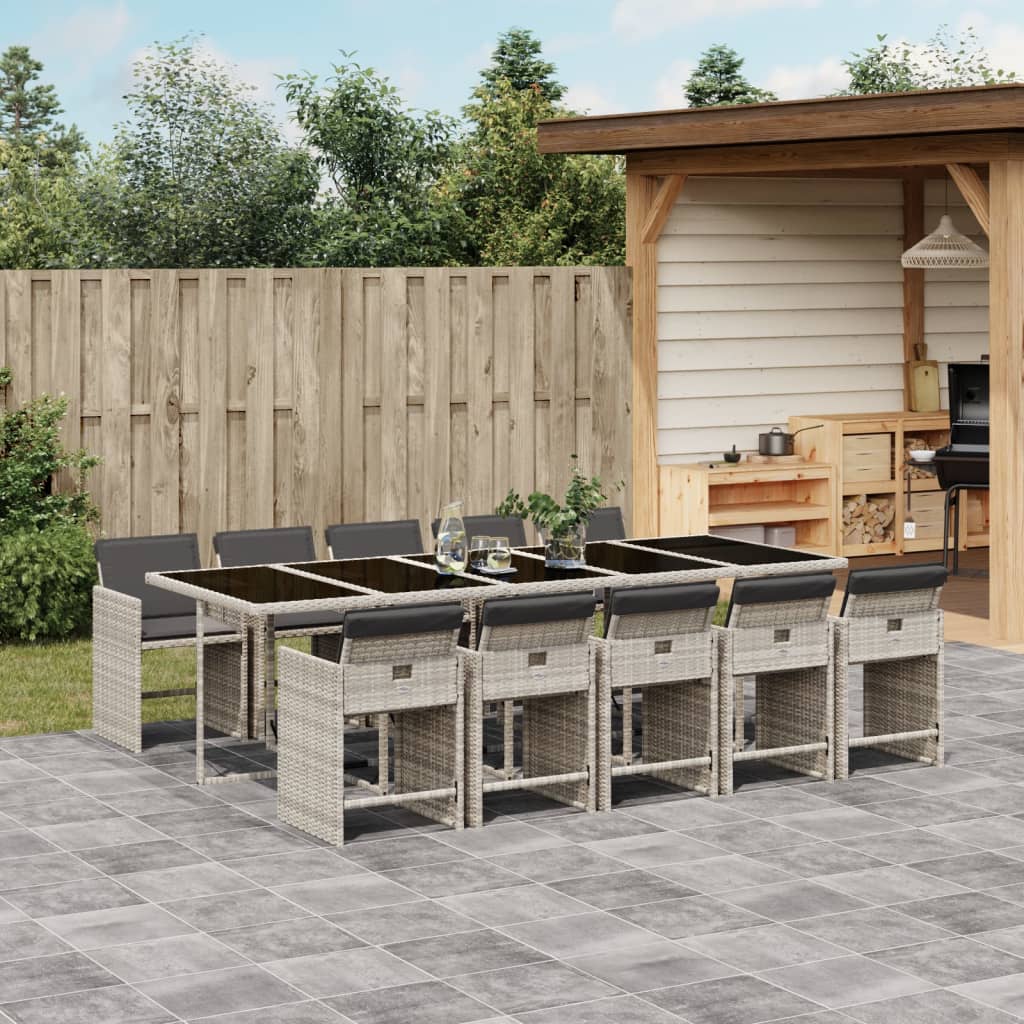 vidaXL 5-delige Tuinset met kussens poly rattan zwart
