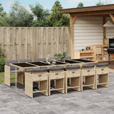 vidaXL 5-delige Tuinset met kussens poly rattan zwart