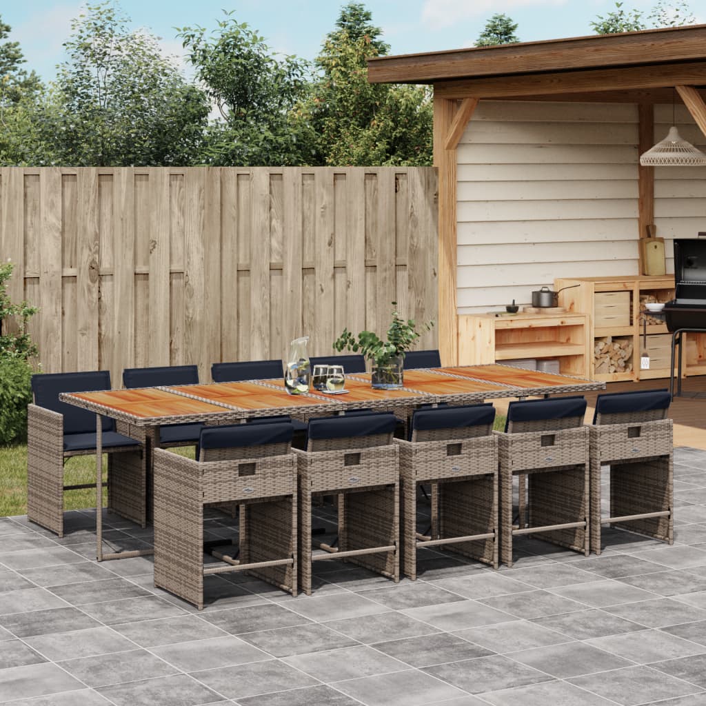 vidaXL 5-delige Tuinset met kussens poly rattan zwart