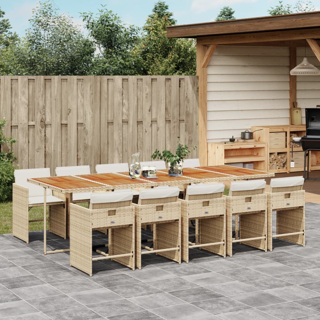 vidaXL 5-delige Tuinset met kussens poly rattan zwart