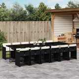 vidaXL 5-delige Tuinset met kussens poly rattan zwart