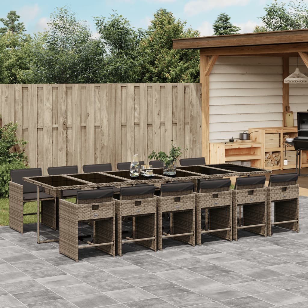 vidaXL 5-delige Tuinset met kussens poly rattan zwart