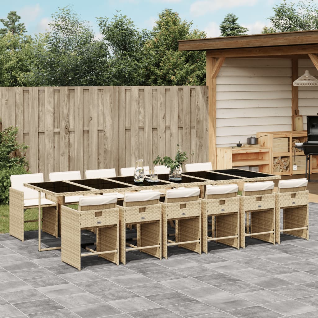 vidaXL 5-delige Tuinset met kussens poly rattan zwart