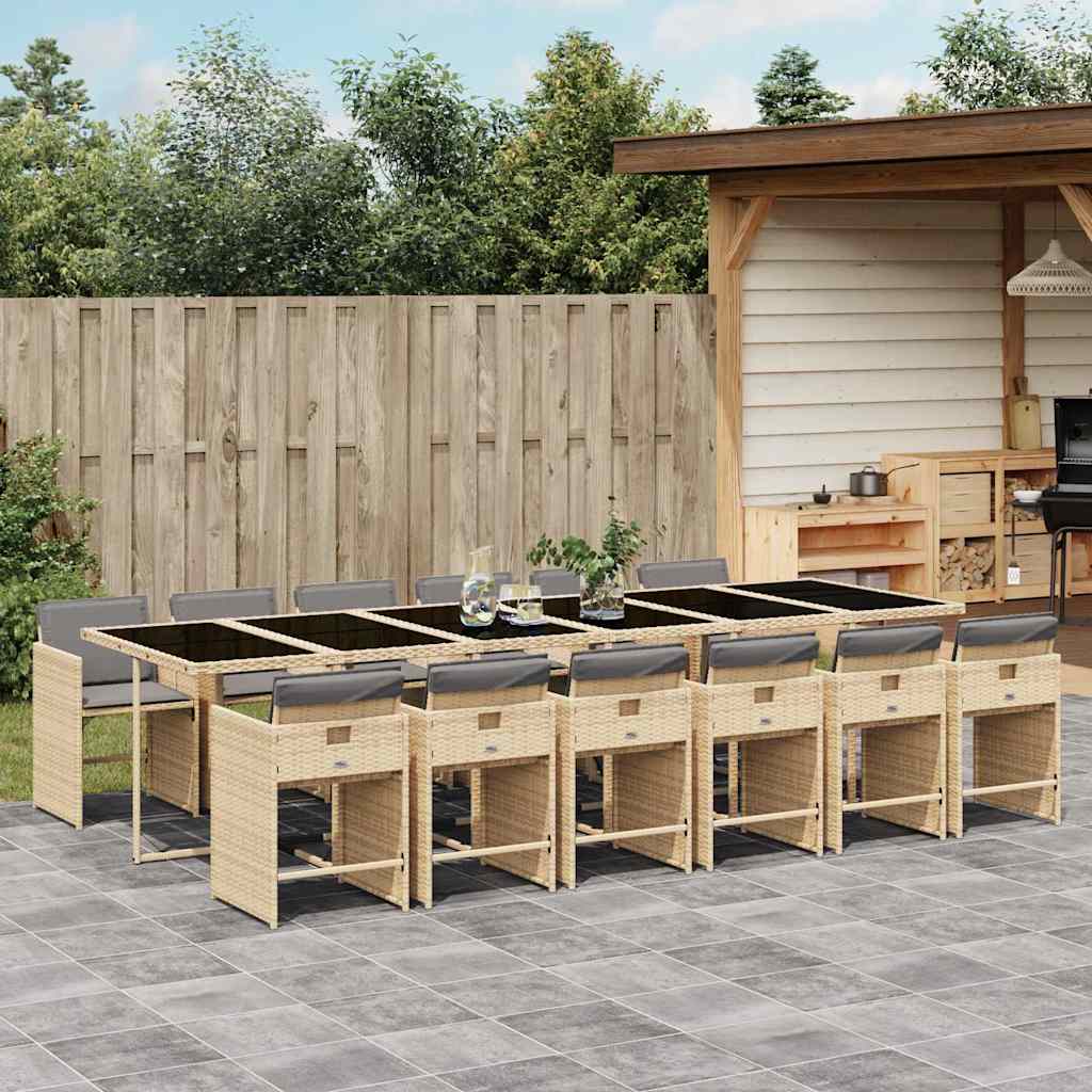 vidaXL 5-delige Tuinset met kussens poly rattan zwart