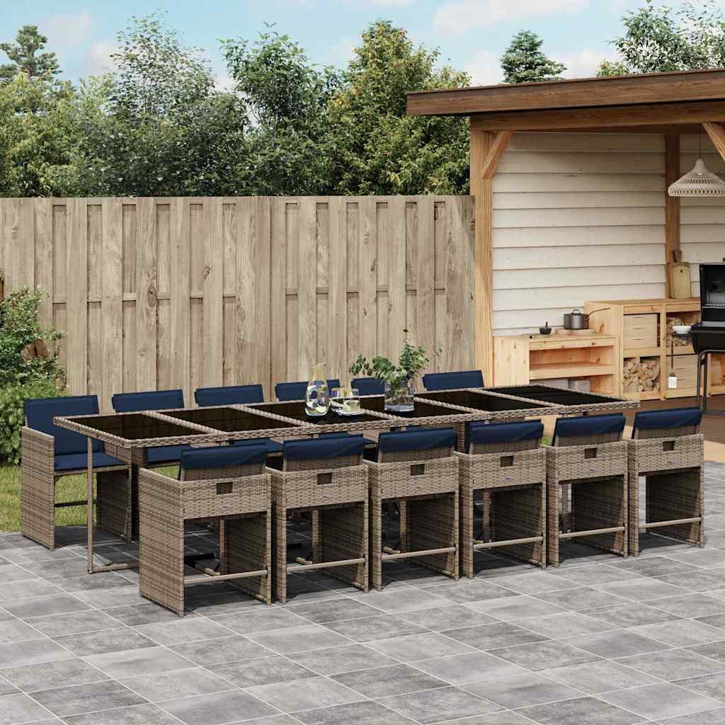 vidaXL 5-delige tuinset met kussens, grijs polyrotan