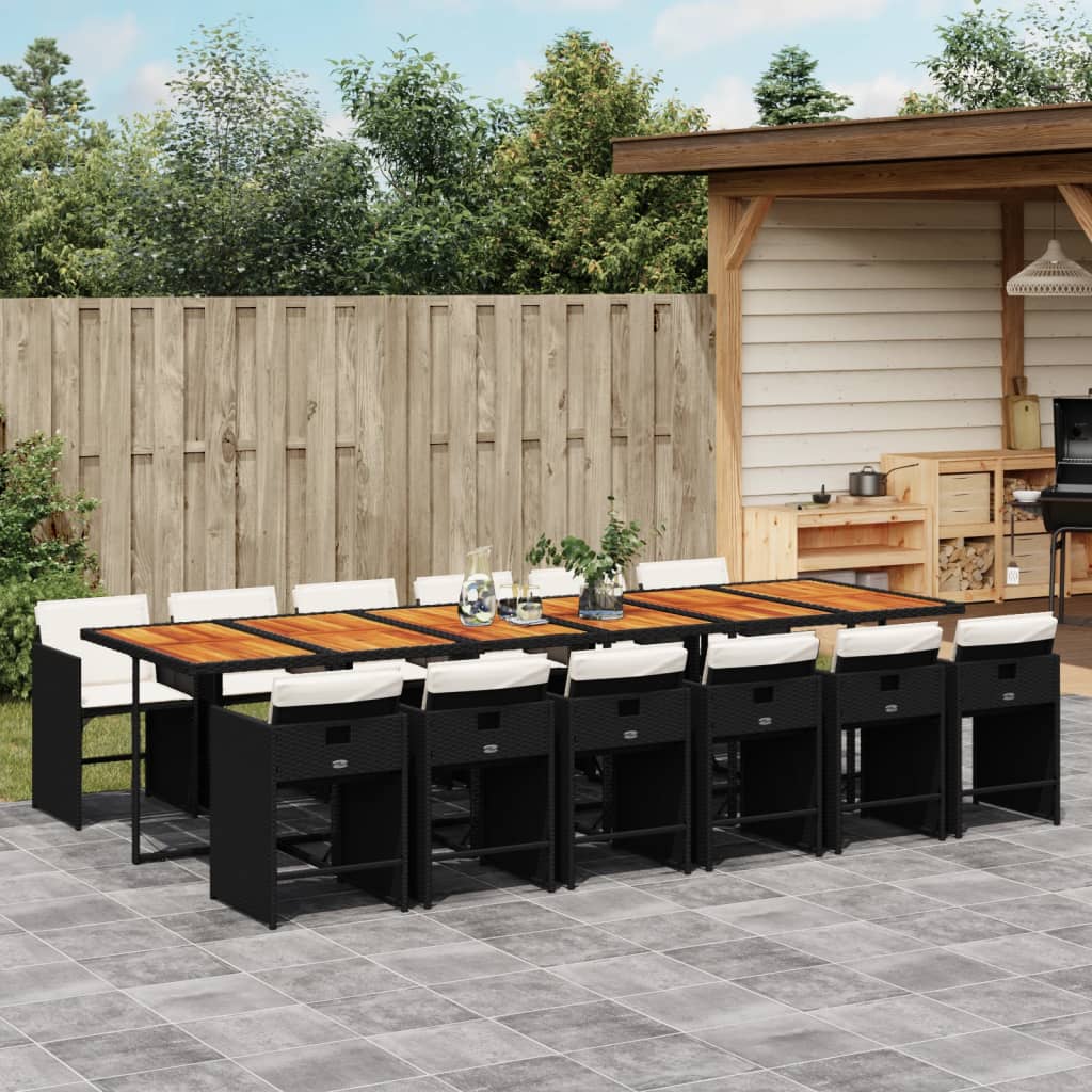 vidaXL 5-delige Tuinset met kussens poly rattan zwart