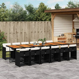vidaXL 5-delige Tuinset met kussens poly rattan zwart