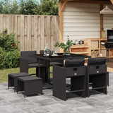 vidaXL 9-delige Tuinset poly rattan zwart
